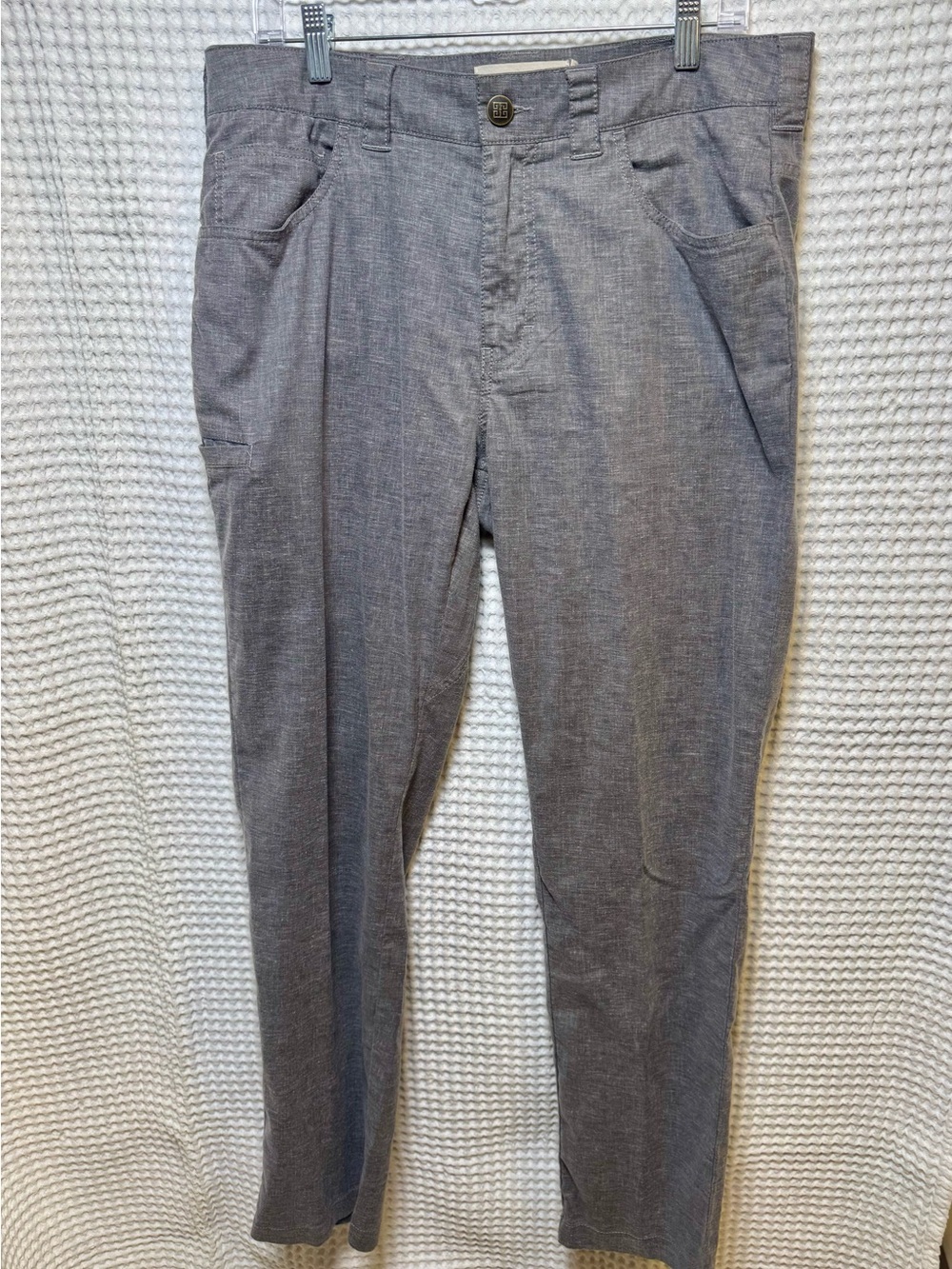Ecoths Fair Trade Men’s Grey Pants 53% Hemp & Recycled Polyester Stretch 34x30